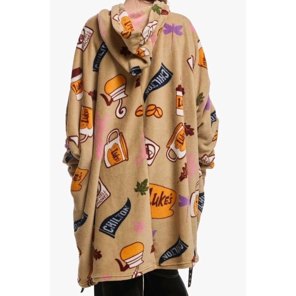 New Gilmore Girls Luke's Diner Icons Oversized Plush Fuzzy Hoodie Pockets Fall